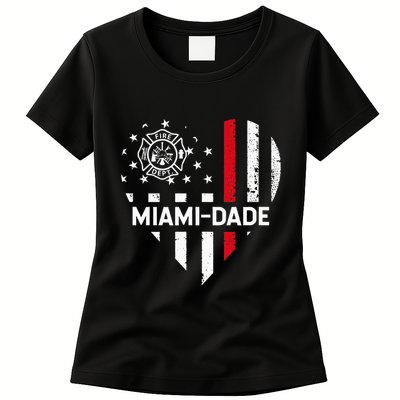 Firefighter Love 4th Of July Usa Flag Womens T-Shirt