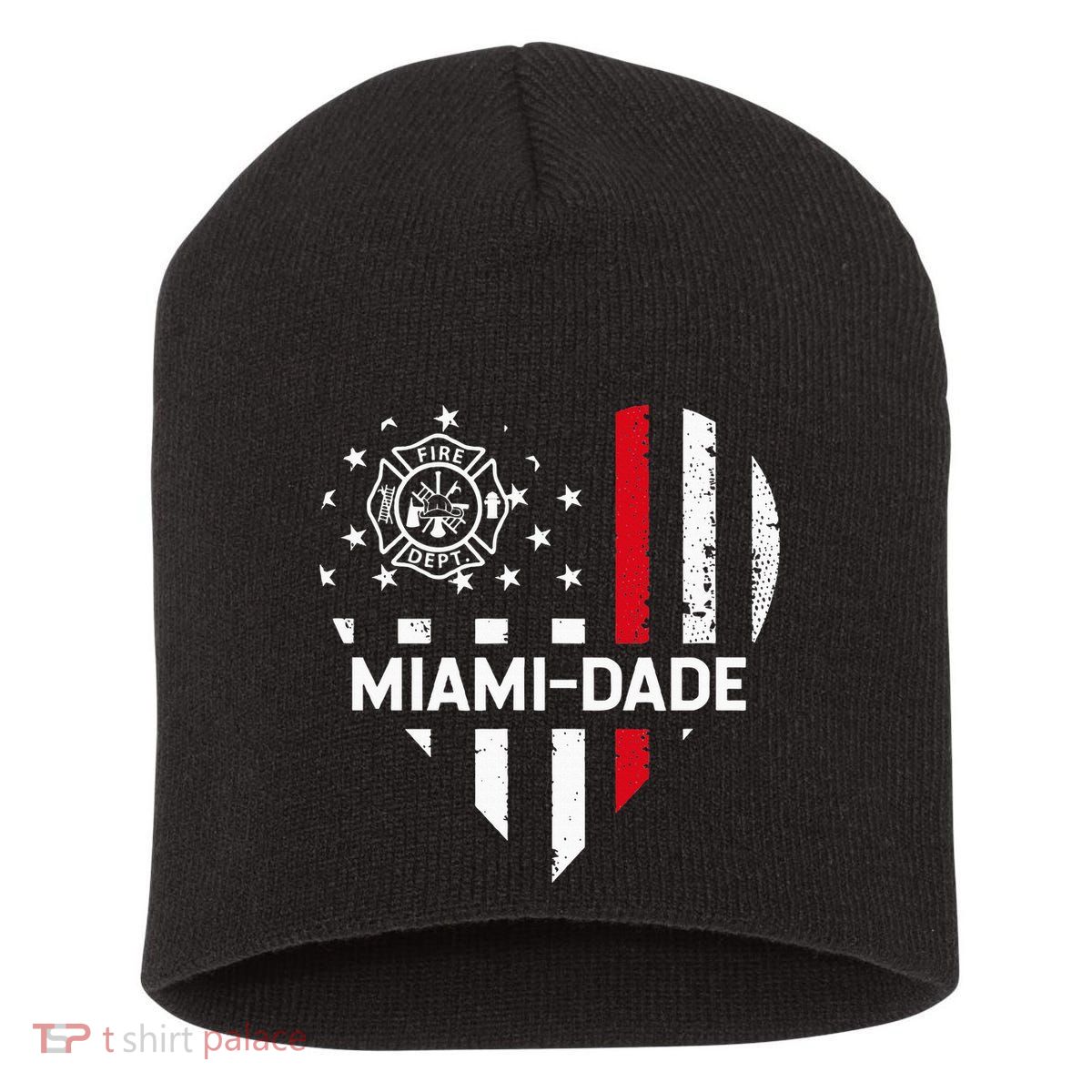 Firefighter Love 4th Of July Usa Flag Short Acrylic Beanie