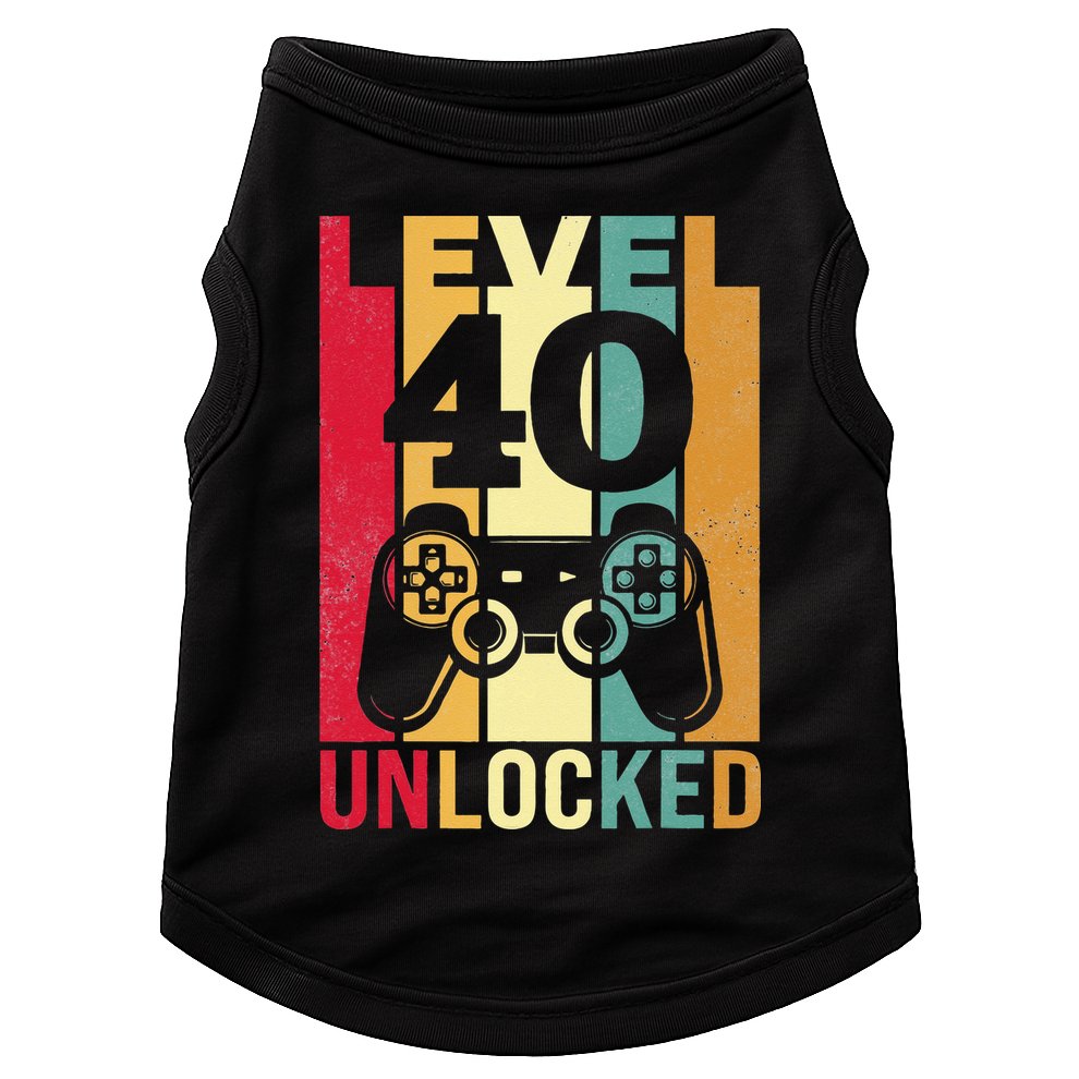 Funny Level 40 Unlocked Him BDay Turning 40th Birthday Doggie Tank