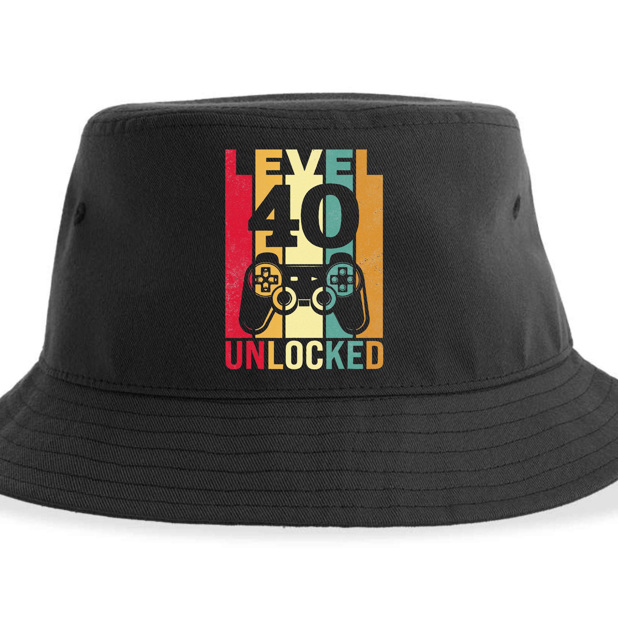 Funny Level 40 Unlocked Him BDay Turning 40th Birthday Sustainable Bucket Hat