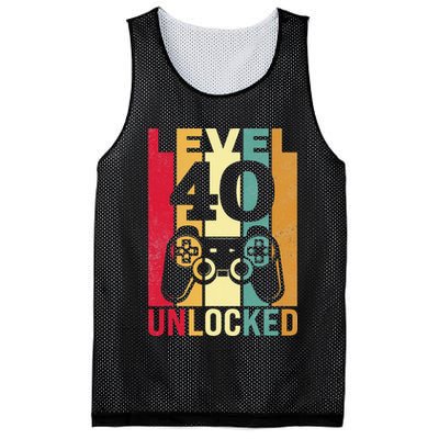Funny Level 40 Unlocked Him BDay Turning 40th Birthday Mesh Reversible Basketball Jersey Tank