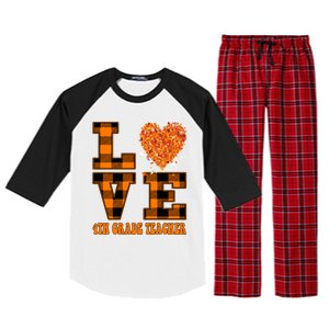 Fall Love 4th Grade Teacher Autumn 2024 Raglan Sleeve Pajama Set