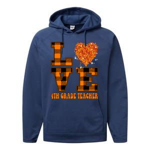 Fall Love 4th Grade Teacher Autumn 2024 Performance Fleece Hoodie