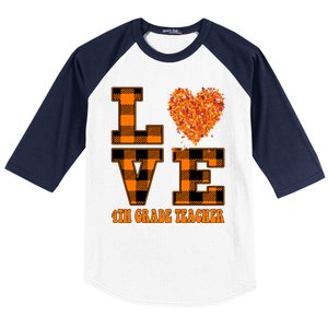 Fall Love 4th Grade Teacher Autumn 2024 Baseball Sleeve Shirt