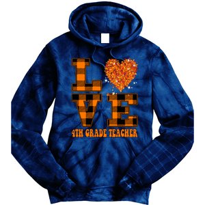 Fall Love 4th Grade Teacher Autumn 2024 Tie Dye Hoodie