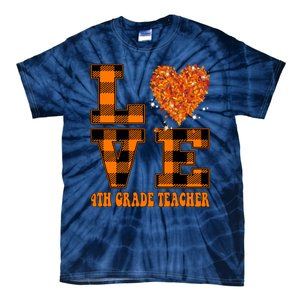 Fall Love 4th Grade Teacher Autumn 2024 Tie-Dye T-Shirt