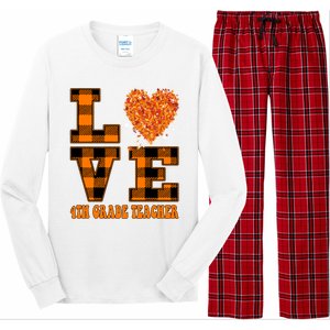 Fall Love 4th Grade Teacher Autumn 2024 Long Sleeve Pajama Set