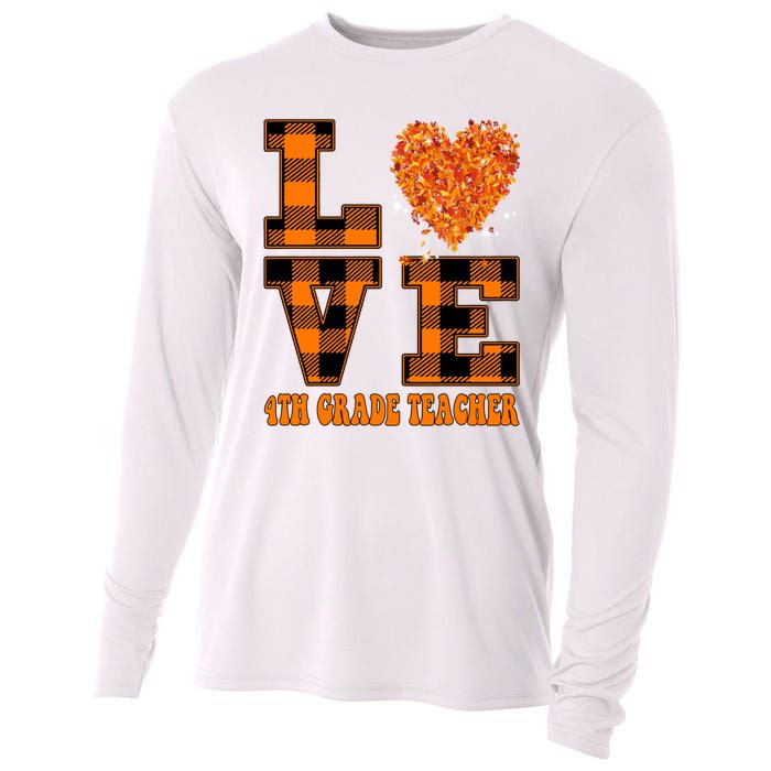 Fall Love 4th Grade Teacher Autumn 2024 Cooling Performance Long Sleeve Crew