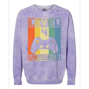 Funny Level 4 Unlocked Video Gamer 14th Birthday Gaming Gift Colorblast Crewneck Sweatshirt