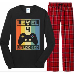 Funny Level 4 Unlocked Video Gamer 14th Birthday Gaming Gift Long Sleeve Pajama Set