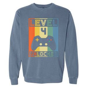 Funny Level 4 Unlocked Video Gamer 14th Birthday Gaming Gift Garment-Dyed Sweatshirt