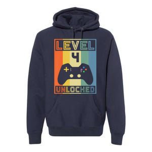 Funny Level 4 Unlocked Video Gamer 14th Birthday Gaming Gift Premium Hoodie