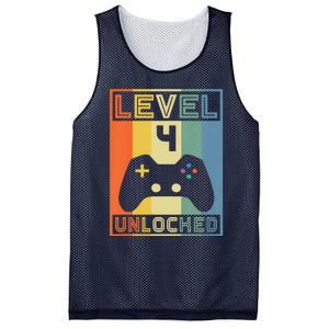 Funny Level 4 Unlocked Video Gamer 14th Birthday Gaming Gift Mesh Reversible Basketball Jersey Tank