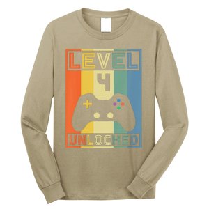 Funny Level 4 Unlocked Video Gamer 14th Birthday Gaming Gift Long Sleeve Shirt