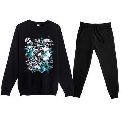 Fishing Legend 6th Birthday Fishing Premium Crewneck Sweatsuit Set