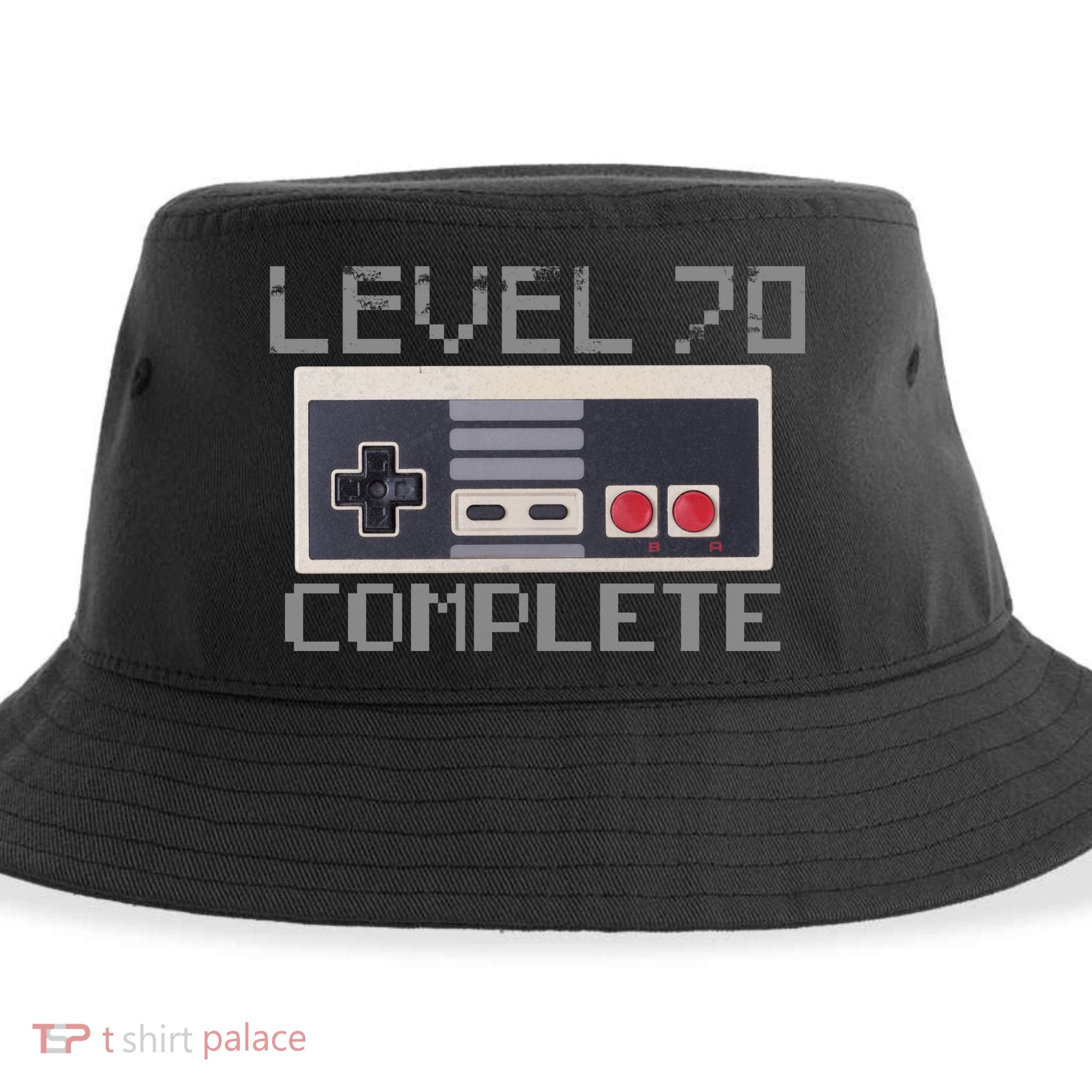 Funny Level 70 Complete Retro Gamer 70th Birthday 1 Sustainable Bucket Hat