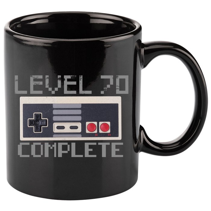 Funny Level 70 Complete Retro Gamer 70th Birthday 1 11oz C Handle Ceramic Mug