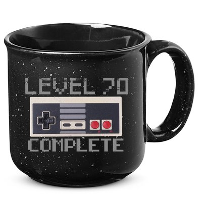 Funny Level 70 Complete Retro Gamer 70th Birthday 1 15oz Campfire Ceramic Mug