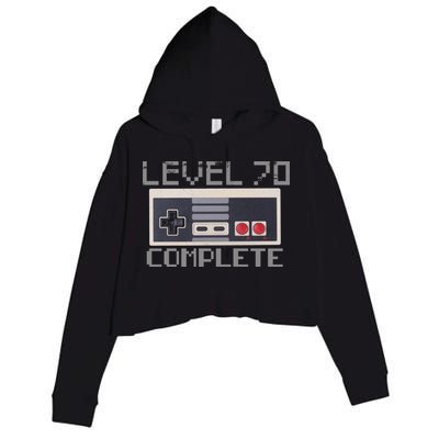 Funny Level 70 Complete Retro Gamer 70th Birthday 1 Crop Fleece Hoodie