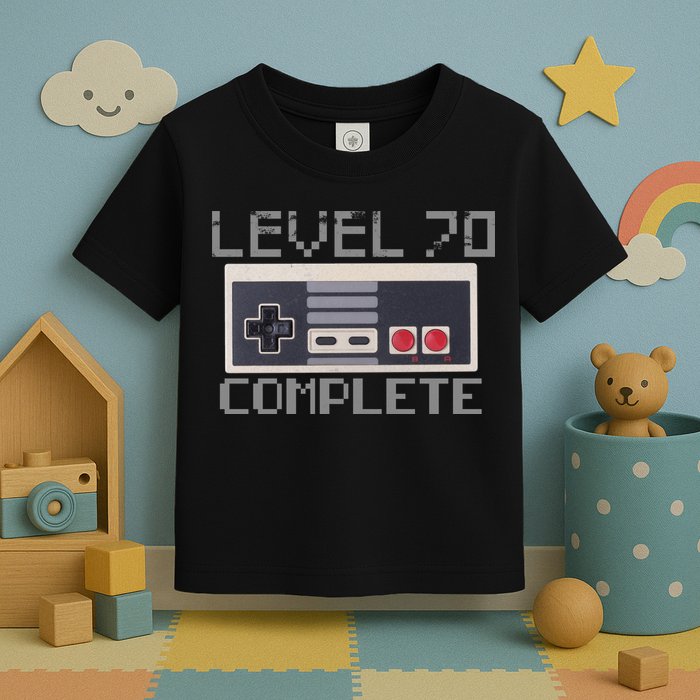 Funny Level 70 Complete Retro Gamer 70th Birthday 1 Toddler T-Shirt