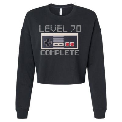 Funny Level 70 Complete Retro Gamer 70th Birthday 1 Cropped Pullover Crew