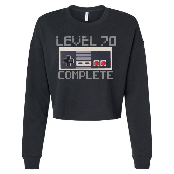 Funny Level 70 Complete Retro Gamer 70th Birthday 1 Cropped Pullover Crew