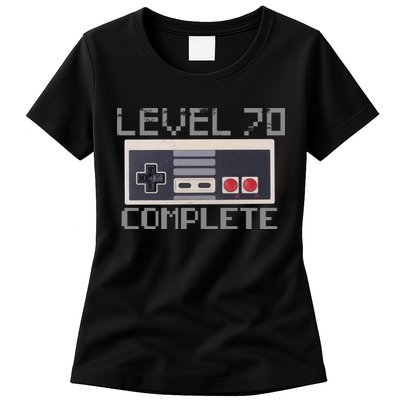 Funny Level 70 Complete Retro Gamer 70th Birthday 1 Womens T-Shirt