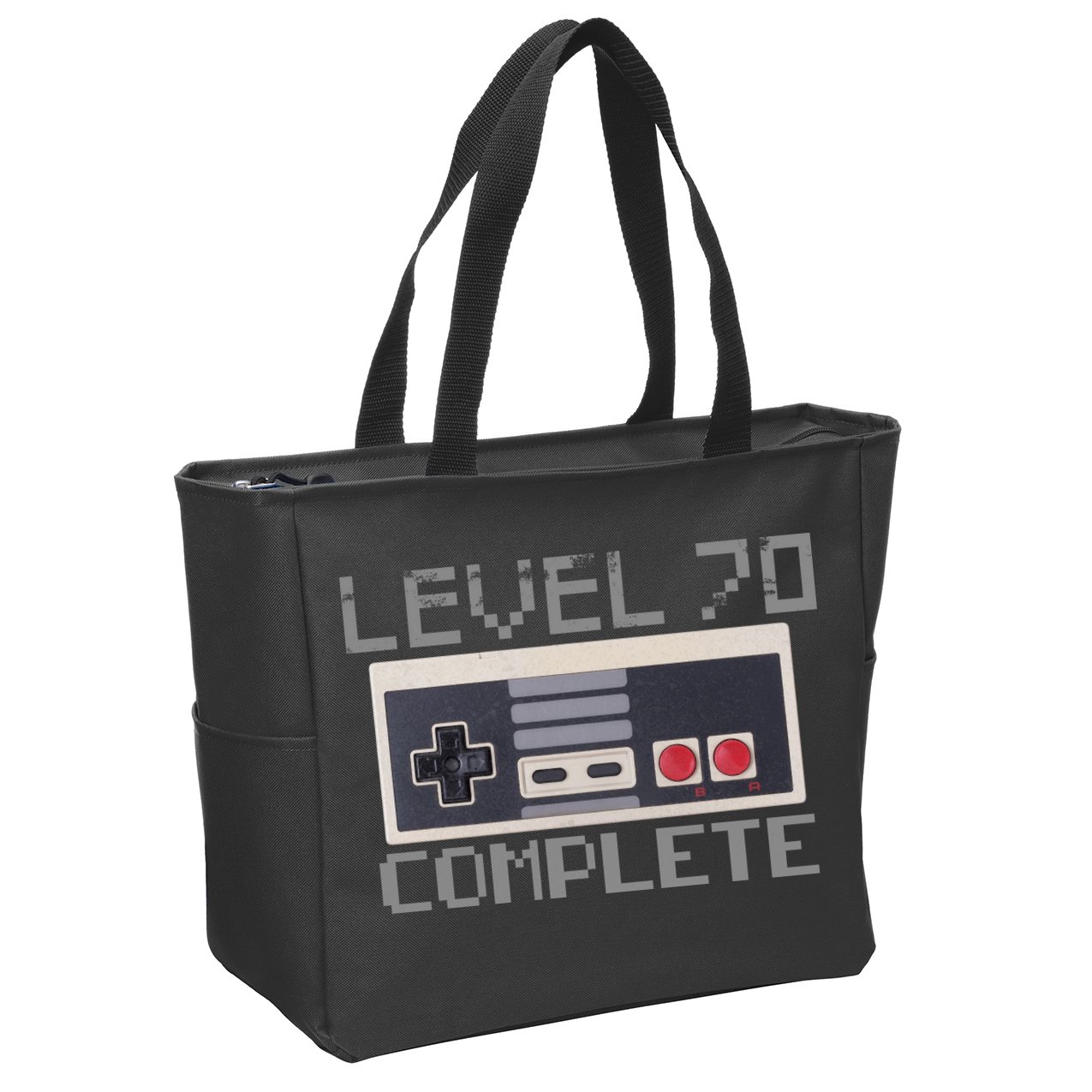 Funny Level 70 Complete Retro Gamer 70th Birthday 1 Zip Tote Bag