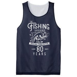 Fishing Legend 80 Years Old Birthday Gift For Fisherman Mesh Reversible Basketball Jersey Tank