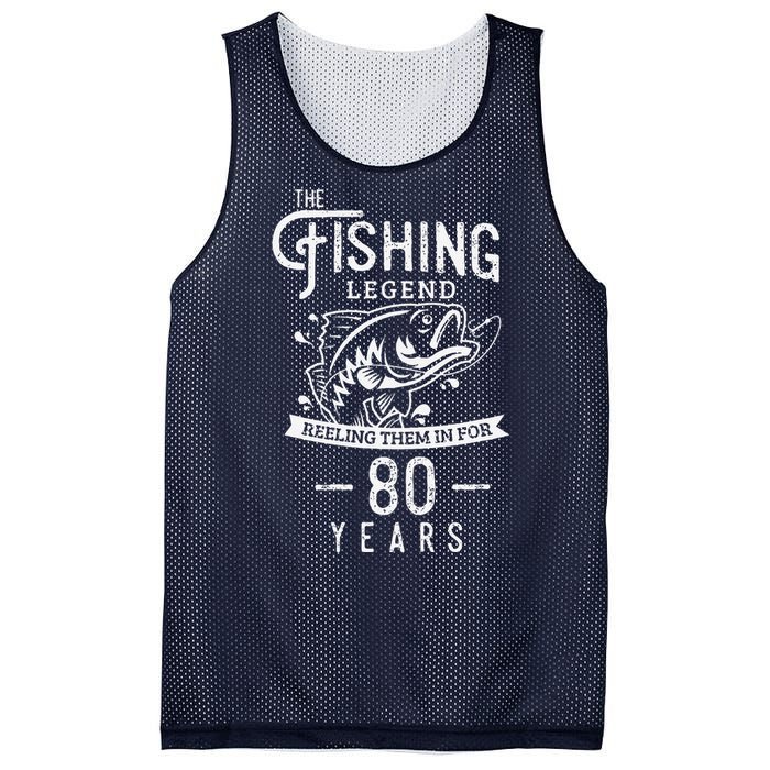 Fishing Legend 80 Years Old Birthday Gift For Fisherman Mesh Reversible Basketball Jersey Tank