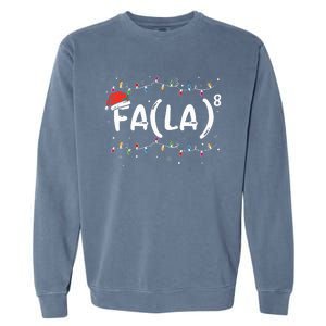 Fa La 8 Christmas Math Teacher Santa Hat Funny Xmas Pajamas  Garment-Dyed Sweatshirt