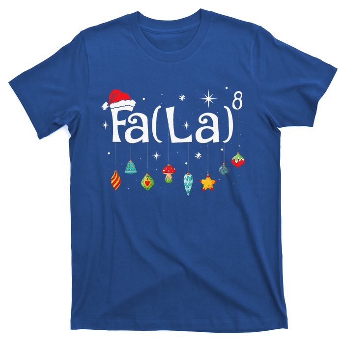 Fa La 8 Christmas Math Teacher Santa Hat Funny Xmas Holiday T-Shirt