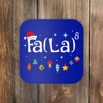 Fa La 8 Christmas Math Teacher Santa Hat Funny Xmas Holiday Coaster