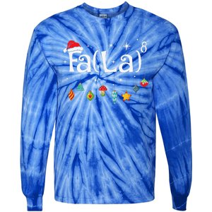 Fa La 8 Christmas Math Teacher Santa Hat Funny Xmas Holiday Tie-Dye Long Sleeve Shirt