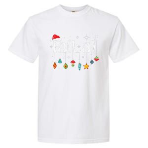 Fa La 8 Christmas Math Teacher Santa Hat Funny Xmas Holiday Garment-Dyed Heavyweight T-Shirt