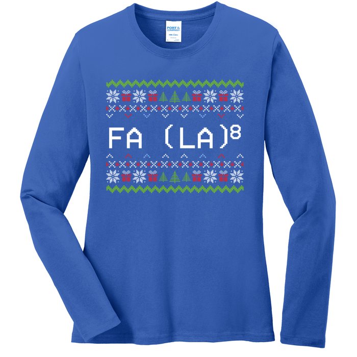 Fa La 8 Funny Christmas Santa Math Teacher Xmas Gift Ladies Long Sleeve Shirt