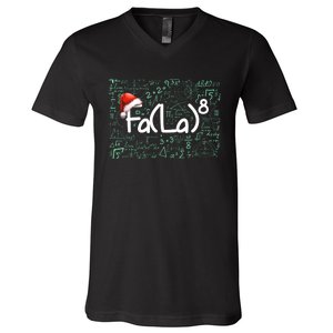 Fa La 8 Funny Christmas Song Math Teacher Student V-Neck T-Shirt