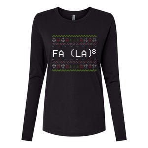 Fa La 8 Funny Christmas Santa Math Teacher Xmas Womens Cotton Relaxed Long Sleeve T-Shirt