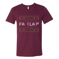 Fa La 8 Funny Christmas Santa Math Teacher Xmas V-Neck T-Shirt