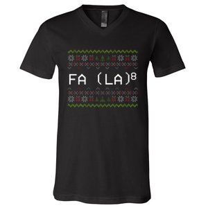 Fa La 8 Funny Christmas Santa Math Teacher Xmas V-Neck T-Shirt