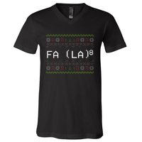 Fa La 8 Funny Christmas Santa Math Teacher Xmas V-Neck T-Shirt