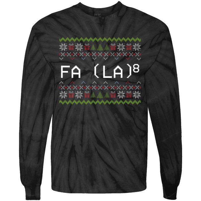 Fa La 8 Funny Christmas Santa Math Teacher Xmas Tie-Dye Long Sleeve Shirt