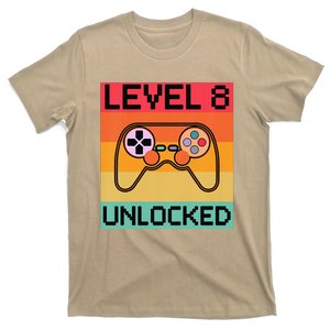 Funny Level 8 Unlocked Video Gamer 8th Birthday Gaming Gift T-Shirt