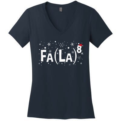 Fa La 8 Math Teacher Christmas Fa La La Women's V-Neck T-Shirt