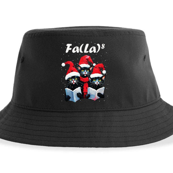 Fa La 8 Cats Singing Christmas Carols Cat Lover Sustainable Bucket Hat