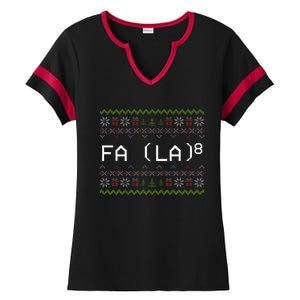 Fa La 8 Funny Christmas Santa Math Teacher Xmas Ladies Halftime Notch Neck Tee