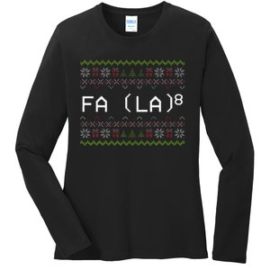 Fa La 8 Funny Christmas Santa Math Teacher Xmas Ladies Long Sleeve Shirt