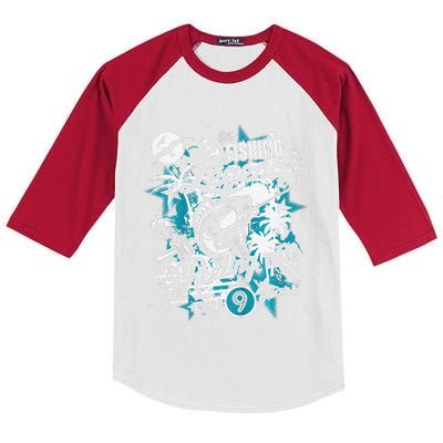 Fishing Legend 9th Birthday Fishing Kids Colorblock Raglan Jersey