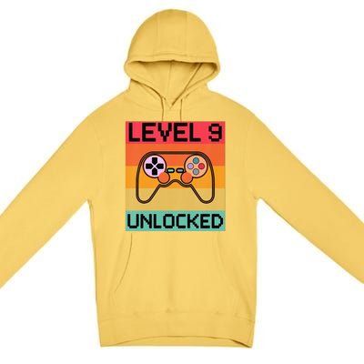 Funny Level 9 Unlocked Video Gamer 9th Birthday Gaming Gift Premium Pullover Hoodie