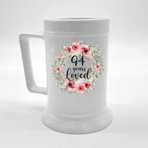 Floral Loved 94 Year Old 94th Birthday Gifts Mom Mothers Day Gift Beer Stein